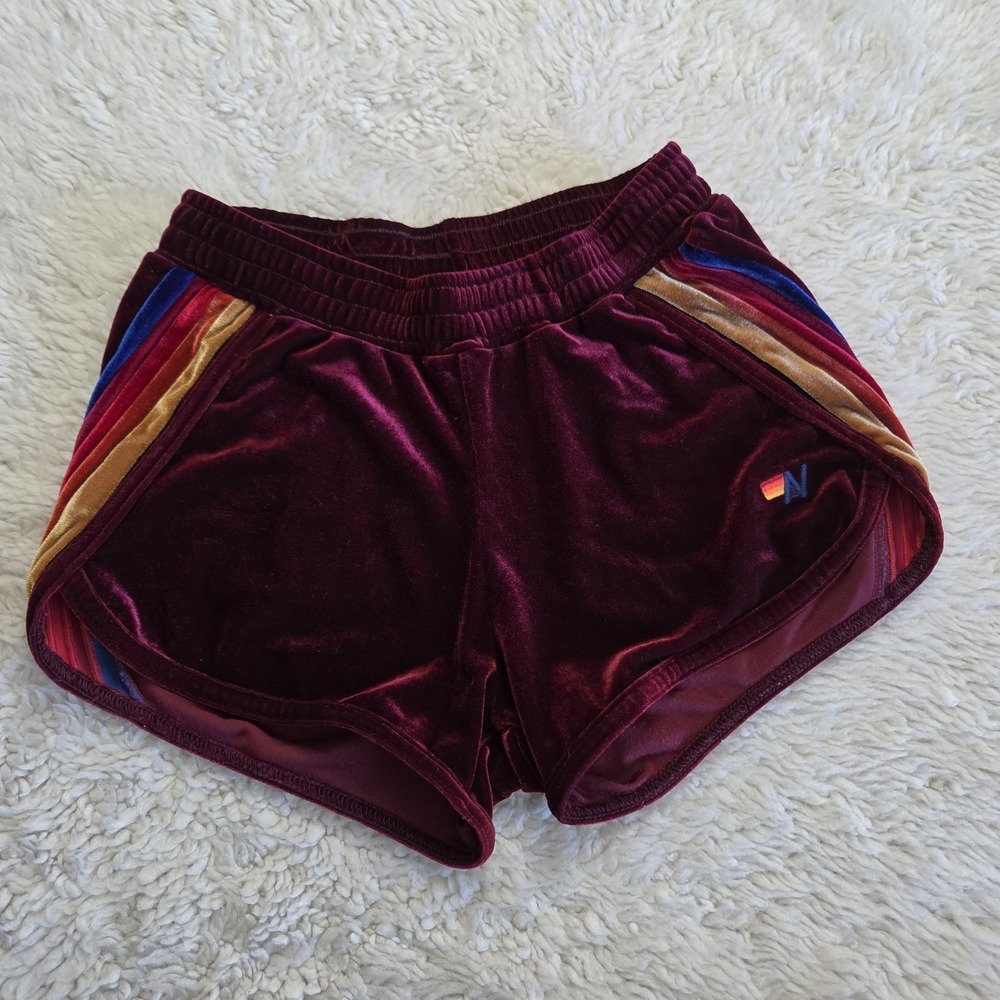 Aviator Nation Velvet Dolphin Shorts Women's Small Rainbow Stripe Retro